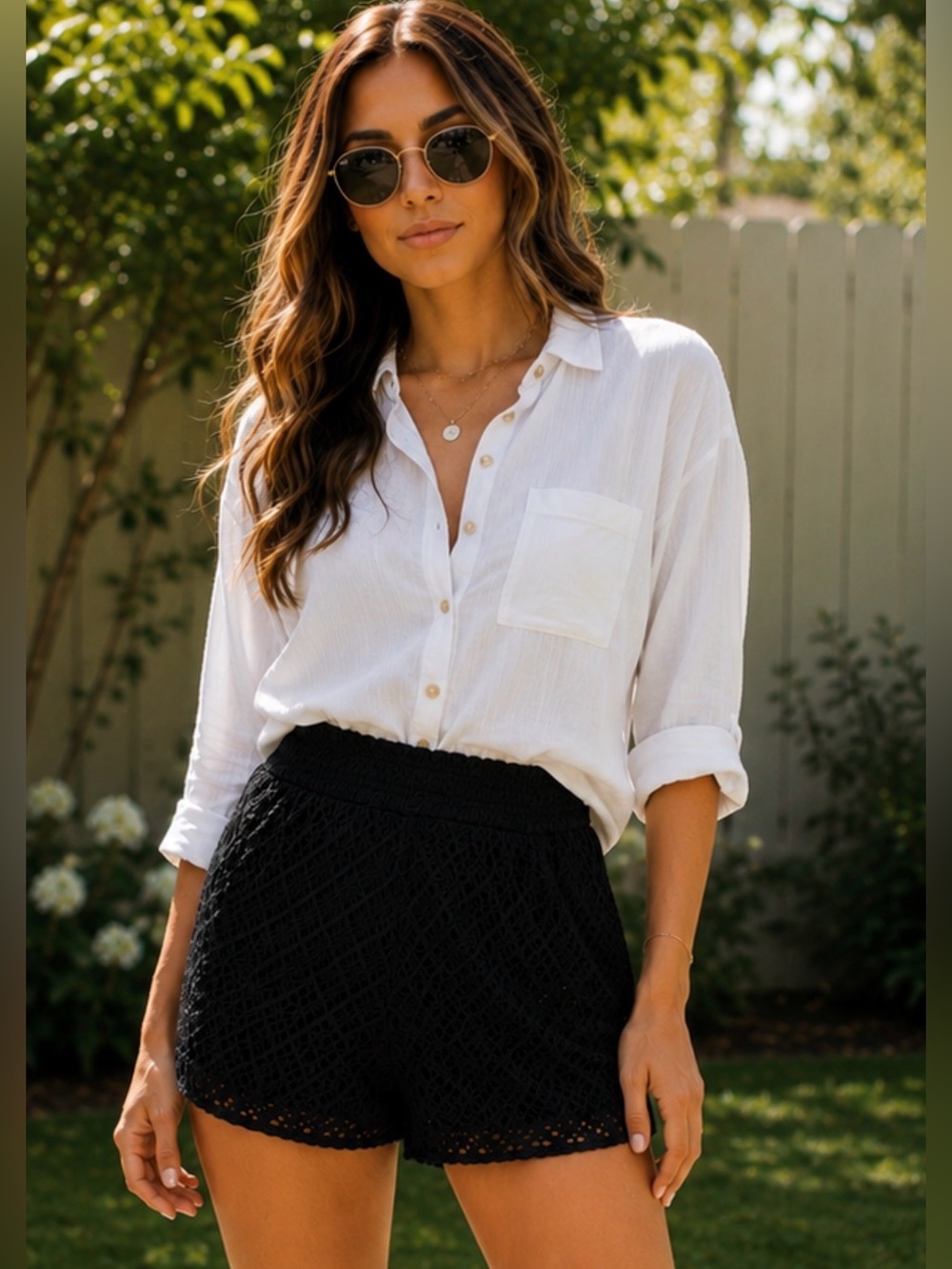 “Don't Forget Me Shorts" Black lined Crochet - Picture 7 of 12